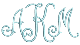Triple letter monogram letters for machine embroidery alphabet from Needle Passion Embroidery