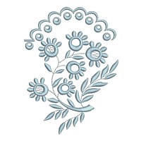 Georgian ladies historic reproduction machine embroidery design from Godey's designs, floral scroll embellishment, machine embroidery design by Needle Passion Embroidery in multiple design formats ART, PES, HUS JEF and DST